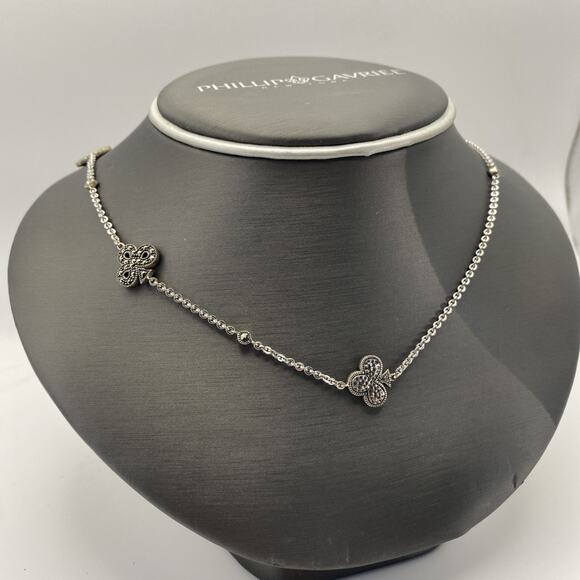 Vintage-Style Silver-Tone Club/Clover Pendant Necklace - Picture 2 of 9